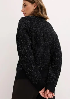 bonprix Bekleidung·Umstandsmode|Bekleidung·Jeans^Strickjacke aus fließendem Viskose-Mix schwarz/silber meliert