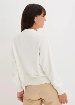 bonprix Bekleidung·Umstandsmode|Pullover & Strickjacken^Strickjacke aus reiner Baumwolle wollweiß