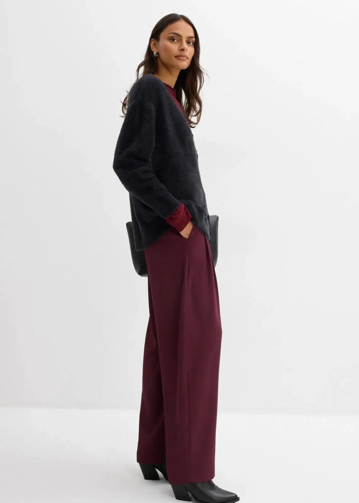 bonprix Pullover & Strickjacken|Strickmode^Strickjacke aus Viskose-Mix schwarz