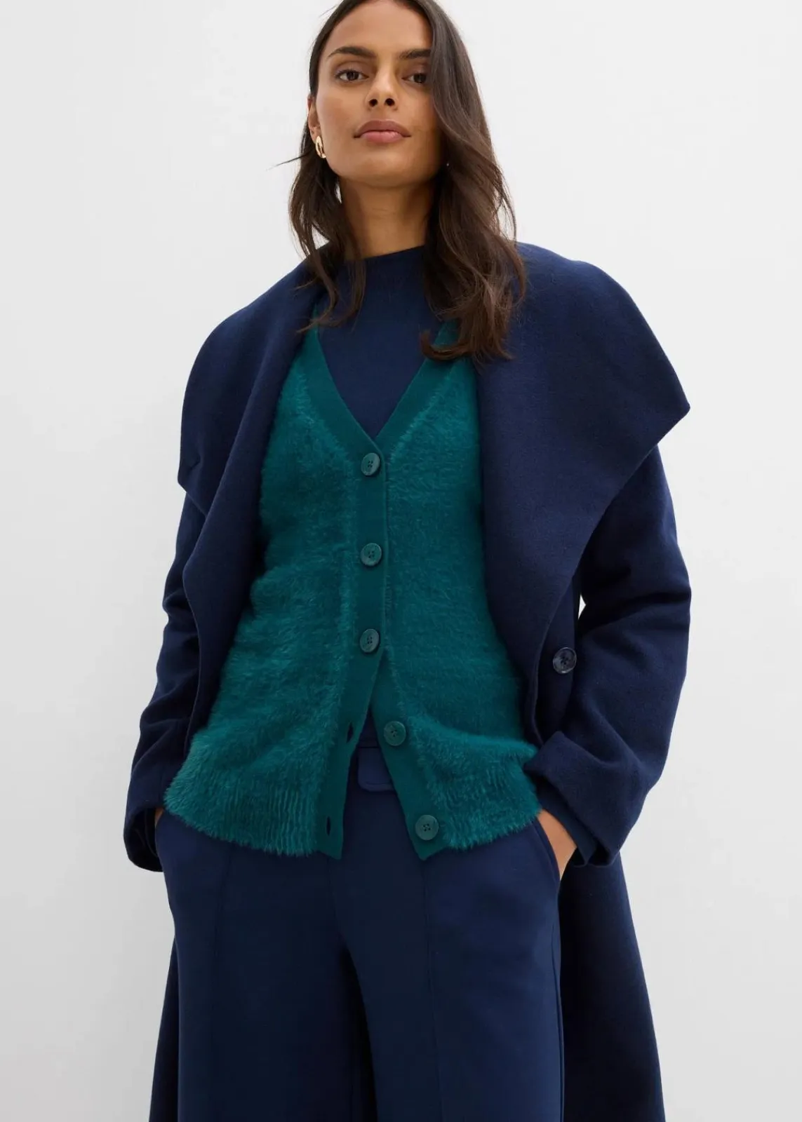 bonprix Bekleidung·Umstandsmode|Bekleidung·Jeans^Strickjacke aus Viskose-Mix petrolgrün