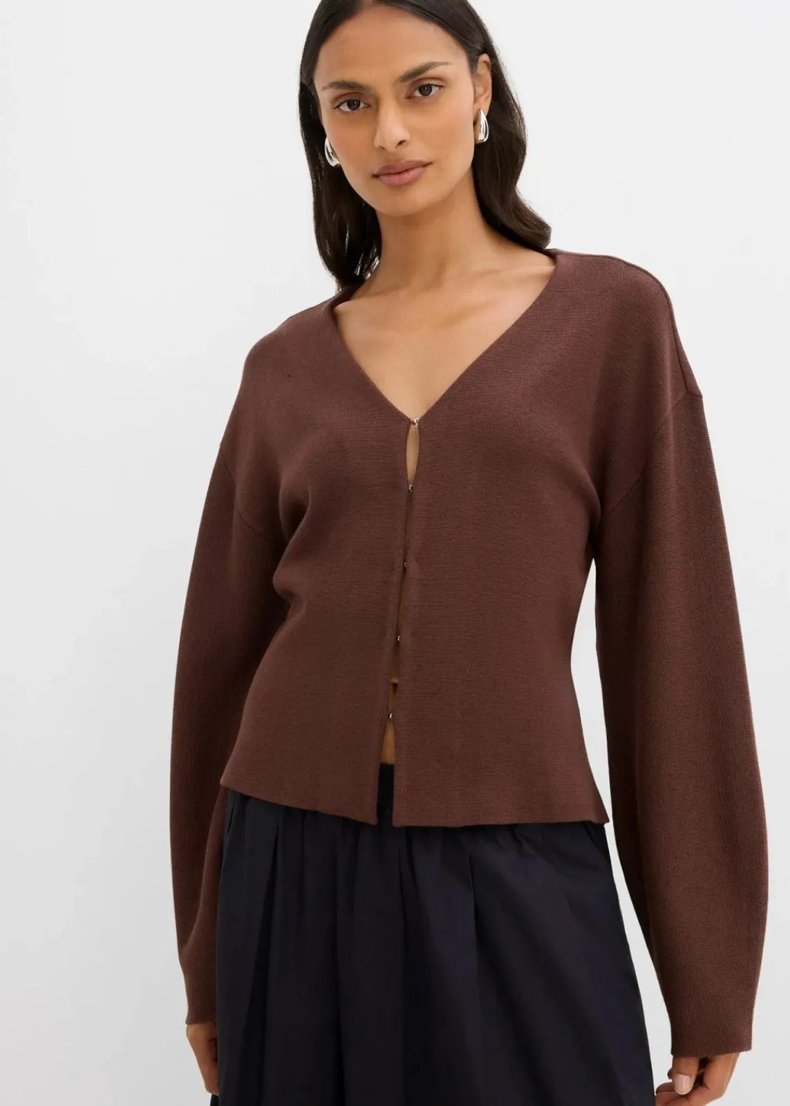 bonprix Pullover & Strickjacken|Strickmode^Strickjacke aus Viskose-Mix braun