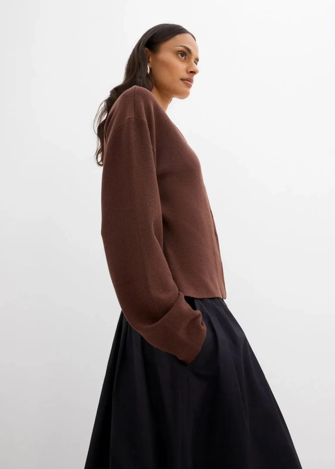 bonprix Pullover & Strickjacken|Strickmode^Strickjacke aus Viskose-Mix braun