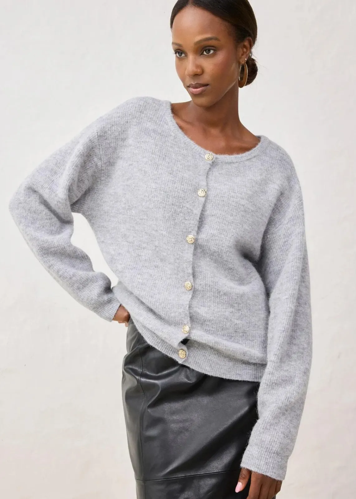 bonprix Bekleidung·Umstandsmode|Premium^Strickjacke aus wärmendem Alpaka-Mix hellgrau meliert