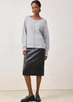 bonprix Bekleidung·Umstandsmode|Premium^Strickjacke aus wärmendem Alpaka-Mix hellgrau meliert
