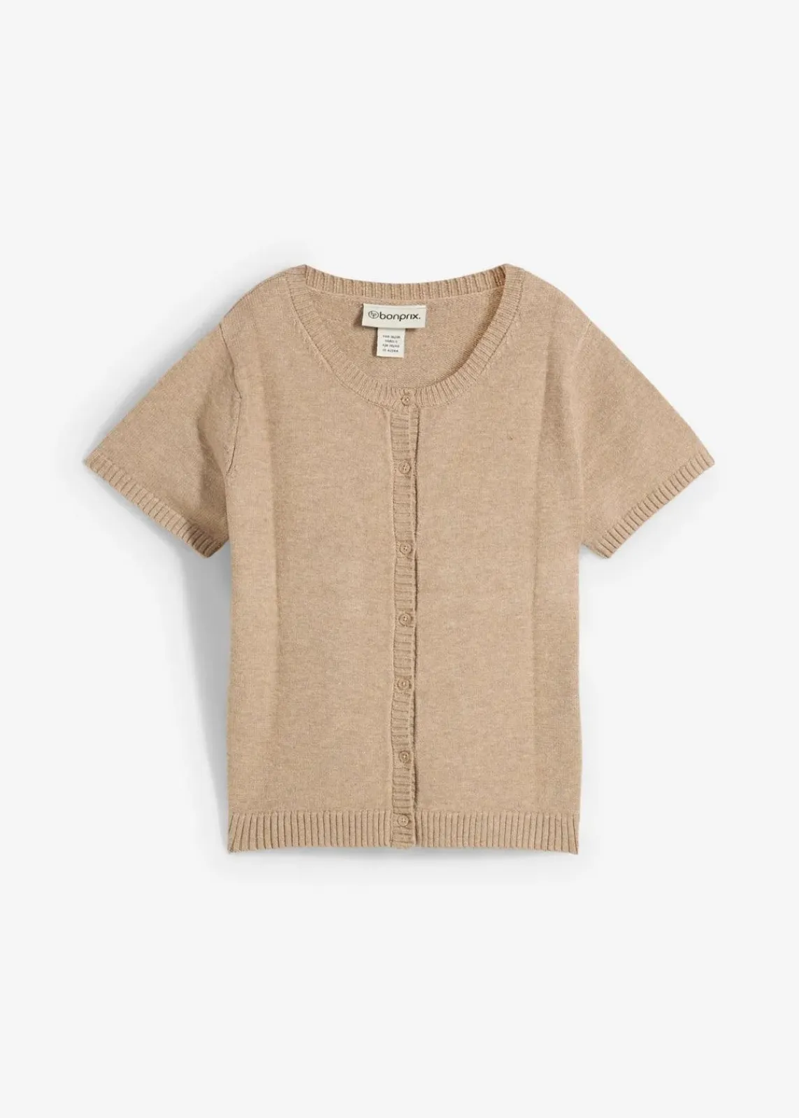 bonprix Bekleidung·Umstandsmode|Nachhaltigere Materialien^Strickjacke, Kurzarm beige meliert