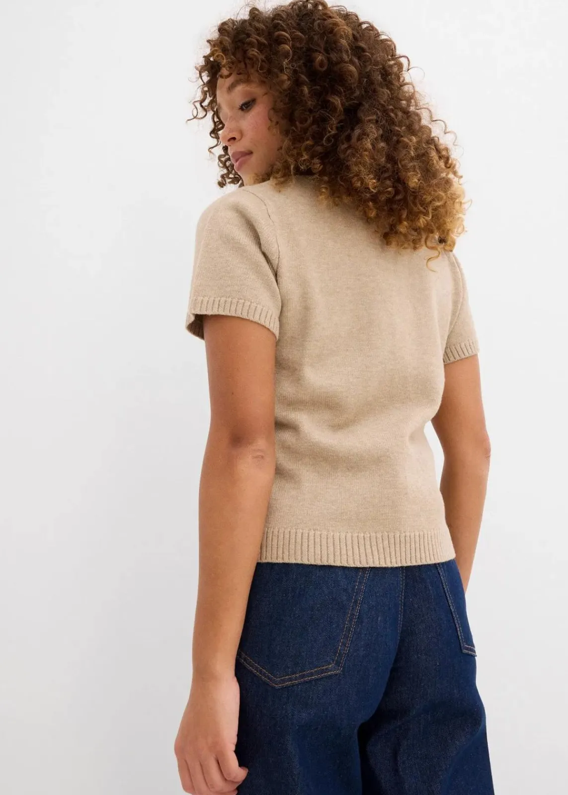 bonprix Bekleidung·Umstandsmode|Nachhaltigere Materialien^Strickjacke, Kurzarm beige meliert