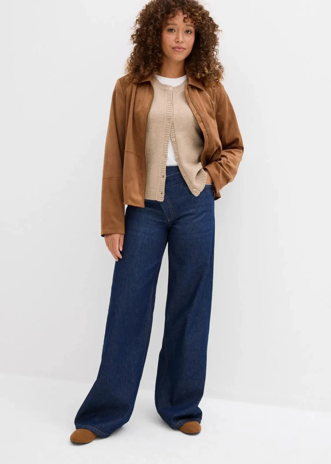 bonprix Bekleidung·Umstandsmode|Nachhaltigere Materialien^Strickjacke, Kurzarm beige meliert