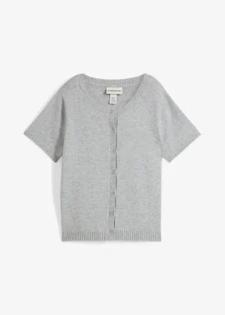 bonprix Bekleidung·Umstandsmode|Nachhaltigere Materialien^Strickjacke, Kurzarm hellgrau meliert meliert