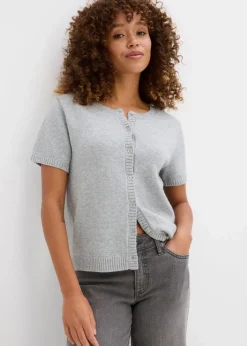 bonprix Bekleidung·Umstandsmode|Nachhaltigere Materialien^Strickjacke, Kurzarm hellgrau meliert meliert