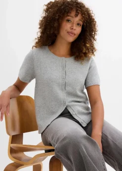 bonprix Bekleidung·Umstandsmode|Nachhaltigere Materialien^Strickjacke, Kurzarm hellgrau meliert meliert