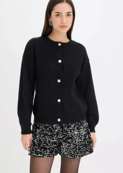 bonprix Bekleidung·Umstandsmode|Bekleidung·Jeans^Strickjacke mit dekorativen Knöpfen schwarz