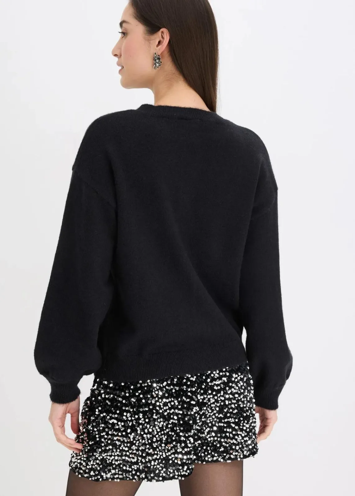 bonprix Bekleidung·Umstandsmode|Bekleidung·Jeans^Strickjacke mit dekorativen Knöpfen schwarz