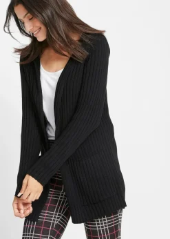 bonprix Bekleidung·Umstandsmode|Pullover & Strickjacken^Strickjacke mit Kapuze schwarz uni