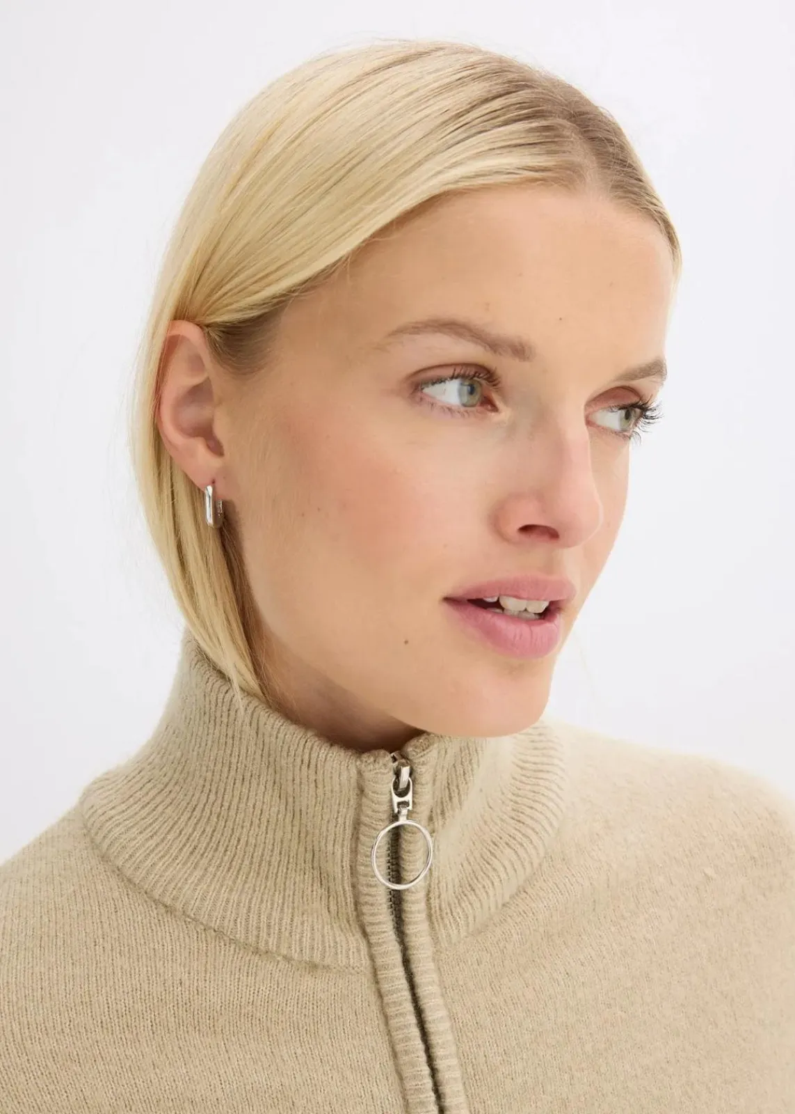 bonprix Bekleidung·Umstandsmode|Strickmode^Strickjacke mit Reißverschluss mattschilf