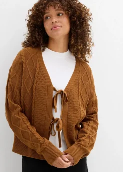 bonprix Bekleidung·Umstandsmode|Strickmode^Strickjacke mit Schleifen nougat