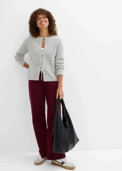 bonprix Pullover & Strickjacken|Strickmode^Strickjacke mit Schleifen-Detail hellgrau meliert