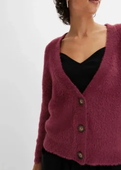 bonprix Bekleidung·Umstandsmode|Bekleidung·Jeans^Strickjacke mit Viskose rhododendronrot