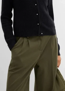 bonprix Bekleidung·Umstandsmode|Strickmode^Strickjacke mit Zierknöpfen aus Woll-Mix schwarz