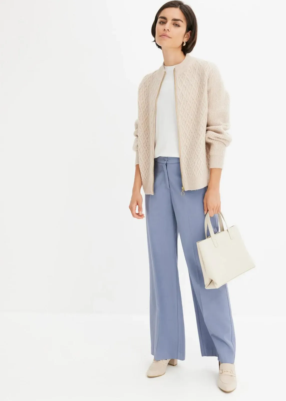 bonprix Bekleidung·Umstandsmode|Bekleidung·Jeans^Strickjacke mit Zopmuster beige meliert