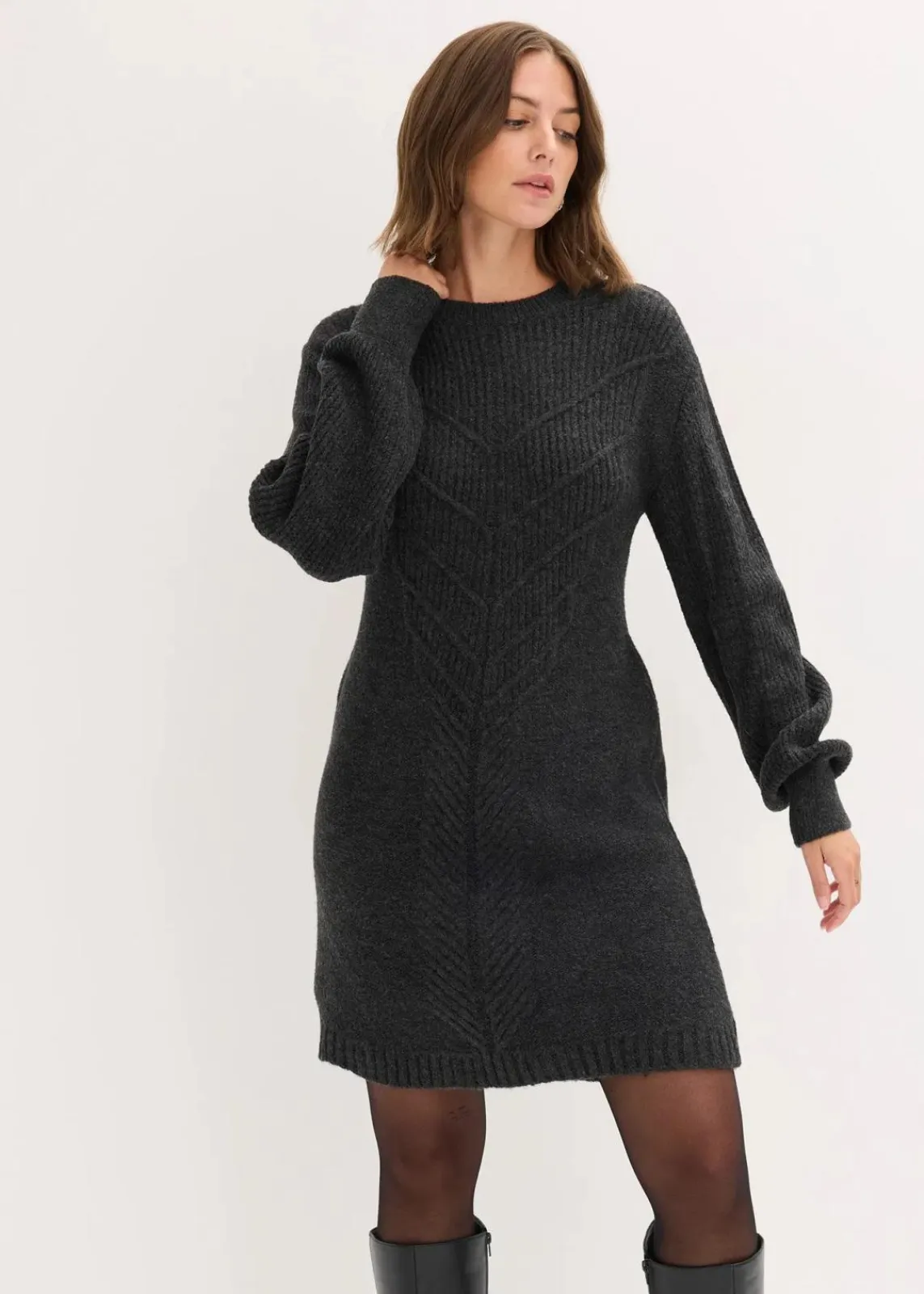 bonprix Bekleidung·Umstandsmode|Bekleidung·Pullover & Strickjacken^Strickkleid anthrazit meliert