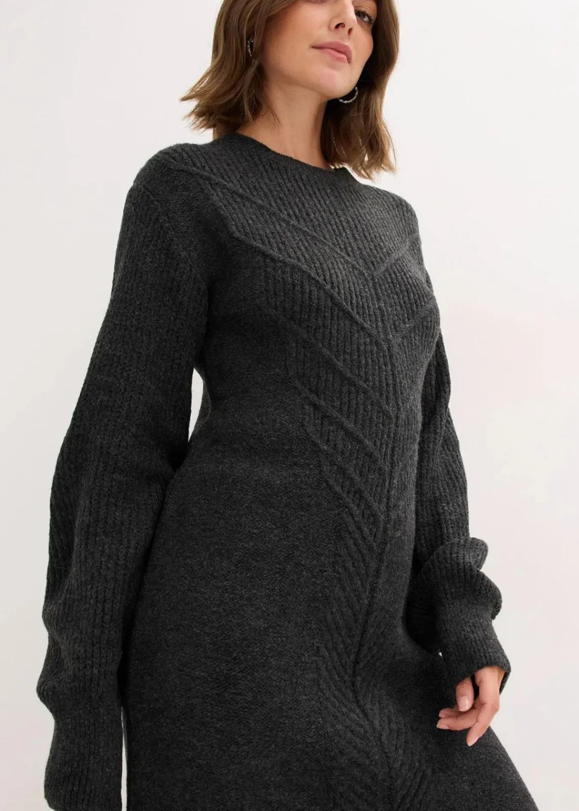bonprix Bekleidung·Umstandsmode|Bekleidung·Pullover & Strickjacken^Strickkleid anthrazit meliert