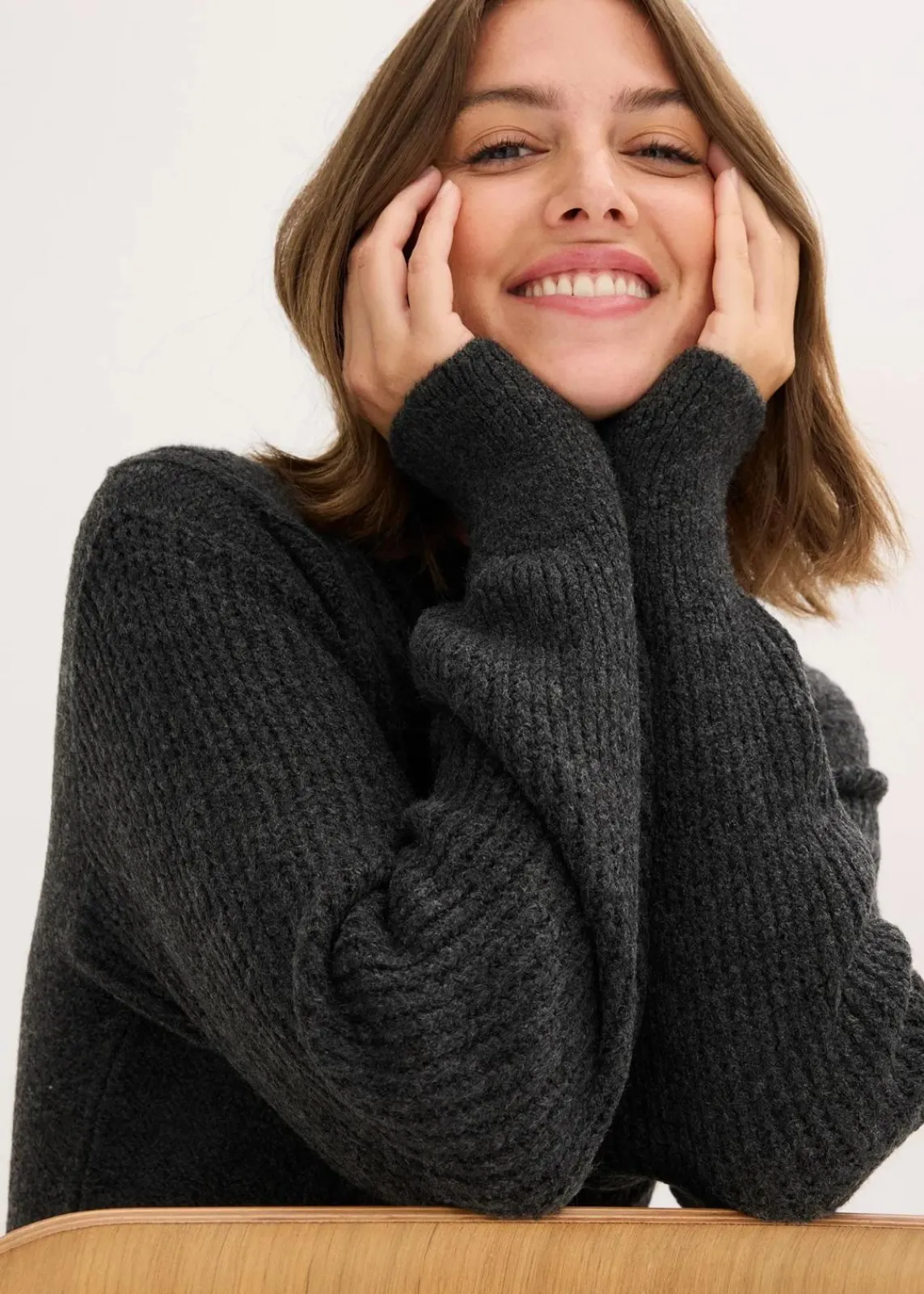 bonprix Bekleidung·Umstandsmode|Bekleidung·Pullover & Strickjacken^Strickkleid anthrazit meliert