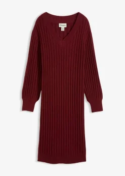bonprix Kleider|Strickmode^Strickkleid rubinrot