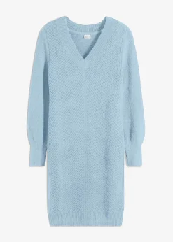 bonprix Kleider|Strickmode^Strickkleid puderblau meliert