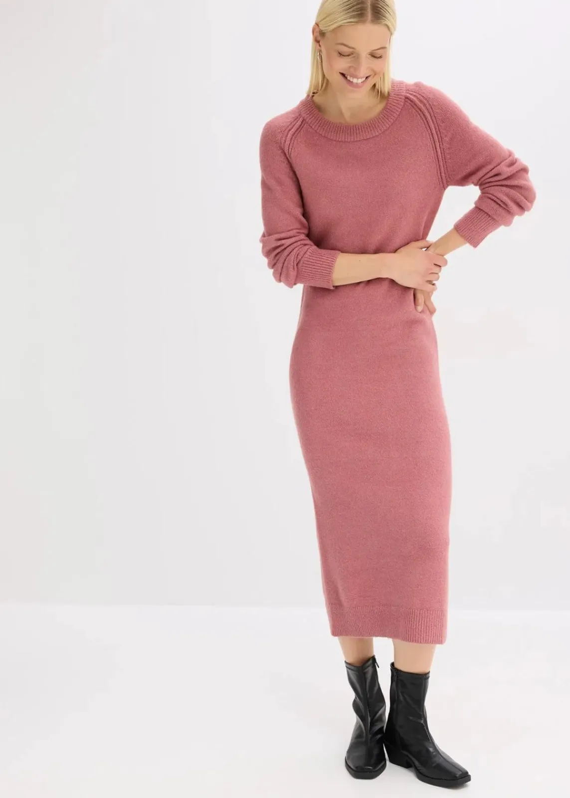 bonprix Kleider|Strickmode^Strickkleid softbeere meliert