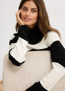 bonprix Bekleidung·Umstandsmode|Bekleidung·Pullover & Strickjacken^Strickkleid schwarz/weiß