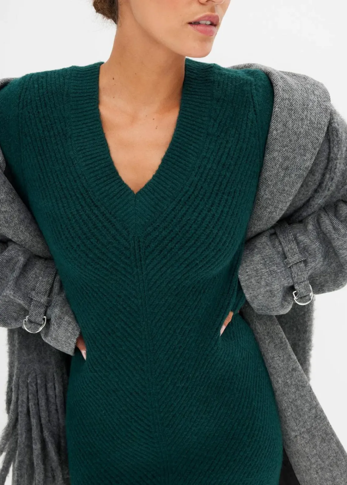 bonprix Bekleidung·Umstandsmode|Bekleidung·Pullover & Strickjacken^Strickkleid tiefgrün
