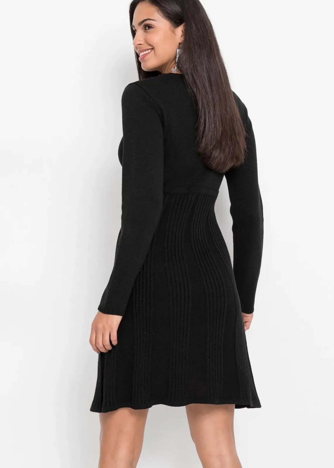 bonprix Kleider|Strickmode^Strickkleid schwarz
