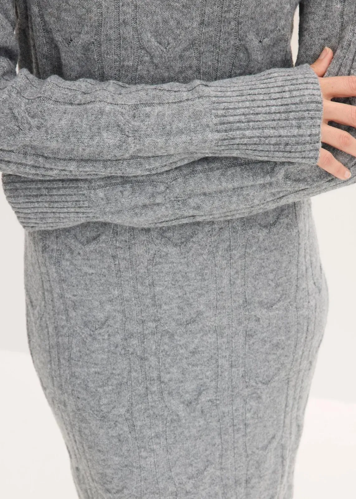bonprix Bekleidung·Umstandsmode|Strickmode^Strickkleid grau meliert