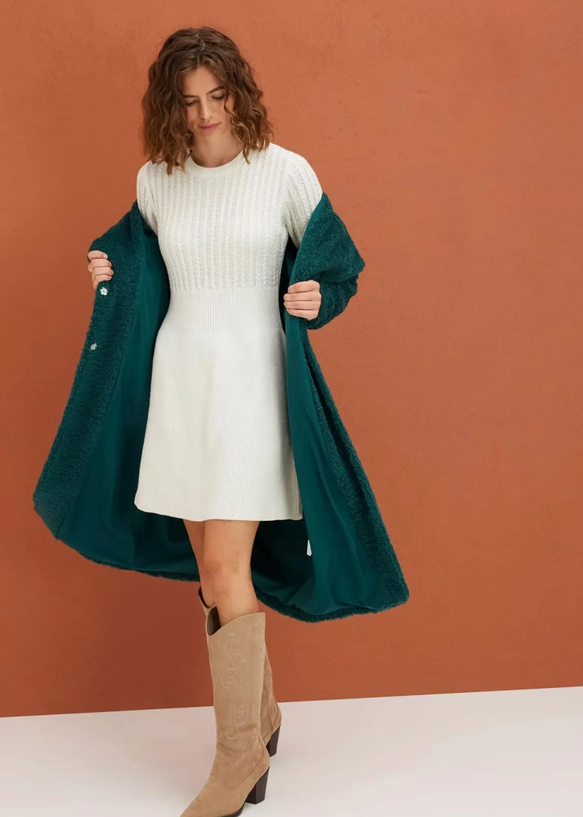 bonprix Bekleidung·Umstandsmode|Kleider^Strickkleid wollweiß