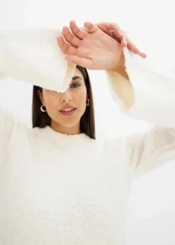 bonprix Bekleidung·Umstandsmode|Bekleidung·Pullover & Strickjacken^Strickkleid aus Bouclé wollweiß