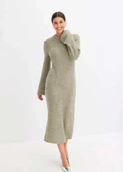 bonprix Kleider|Strickmode^Strickkleid aus Bouclé seegras
