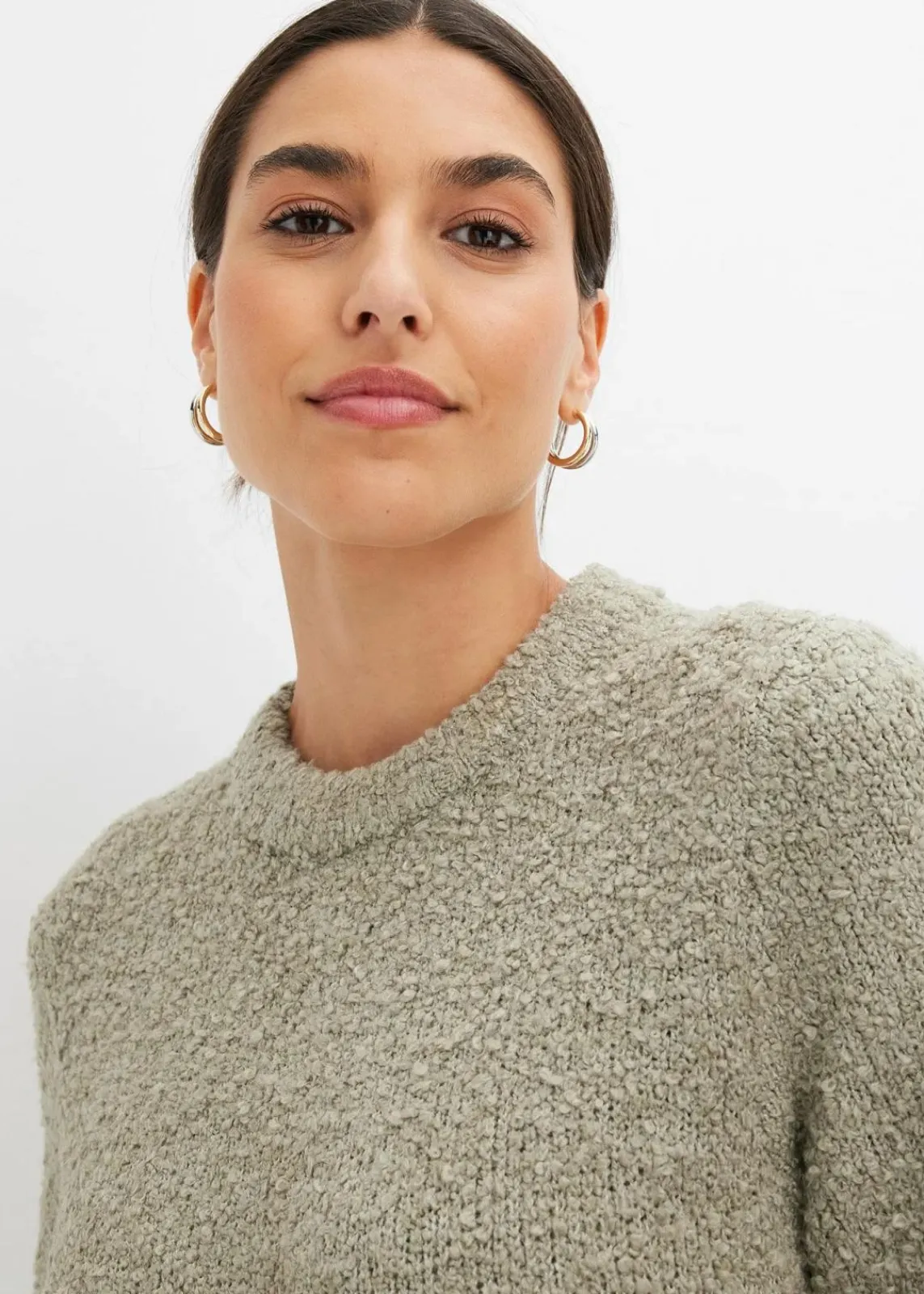 bonprix Kleider|Strickmode^Strickkleid aus Bouclé seegras