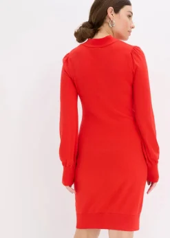 bonprix Bekleidung·Umstandsmode|Strickmode^Strickkleid aus fließendem Viskose-Mix rot