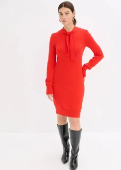 bonprix Bekleidung·Umstandsmode|Strickmode^Strickkleid aus fließendem Viskose-Mix rot
