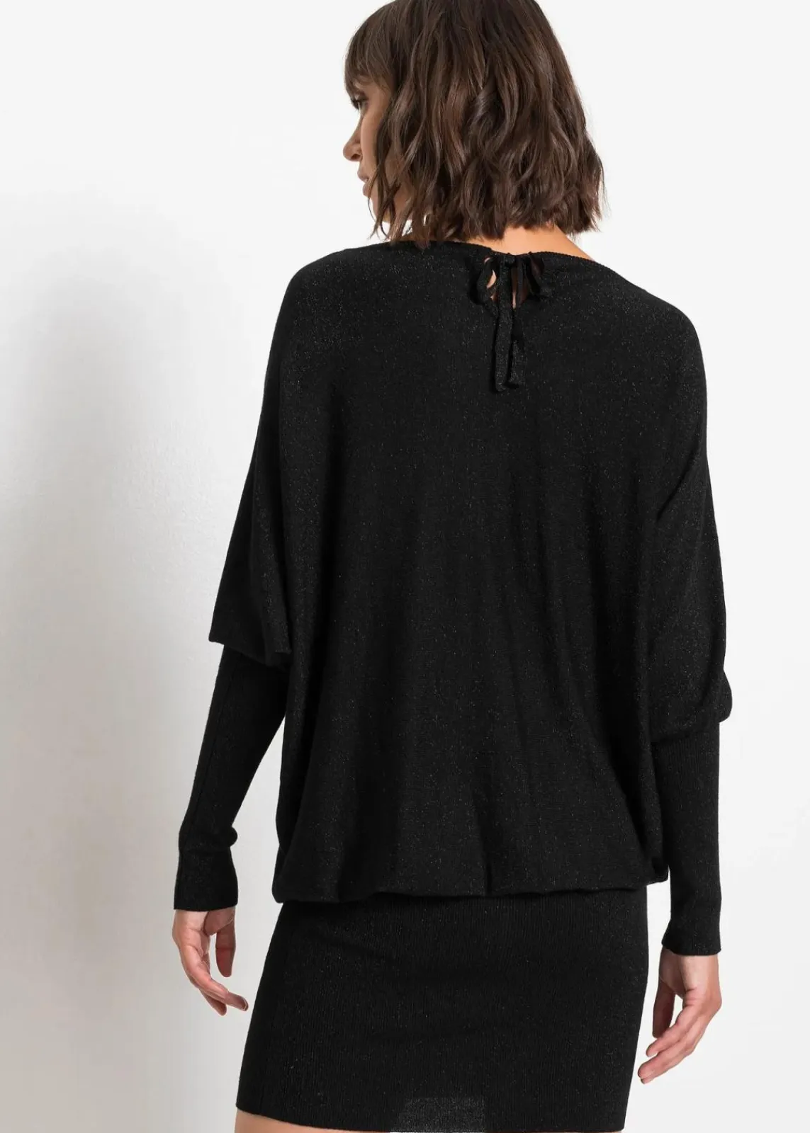 bonprix Bekleidung·Umstandsmode|Strickmode^Strickkleid aus fließendem Viskose-Mix schwarz