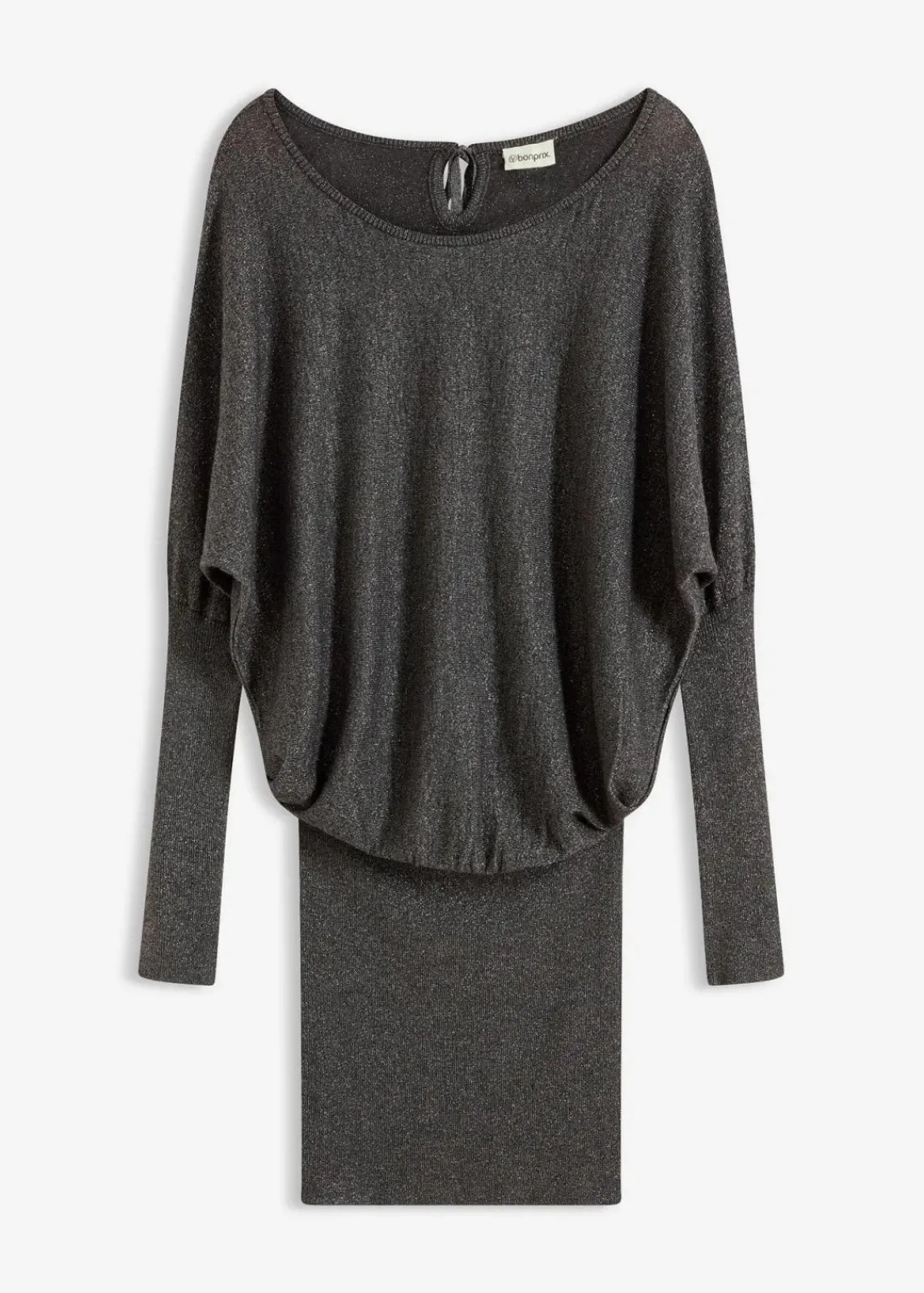 bonprix Bekleidung·Umstandsmode|Strickmode^Strickkleid aus fließendem Viskose-Mix anthrazit meliert
