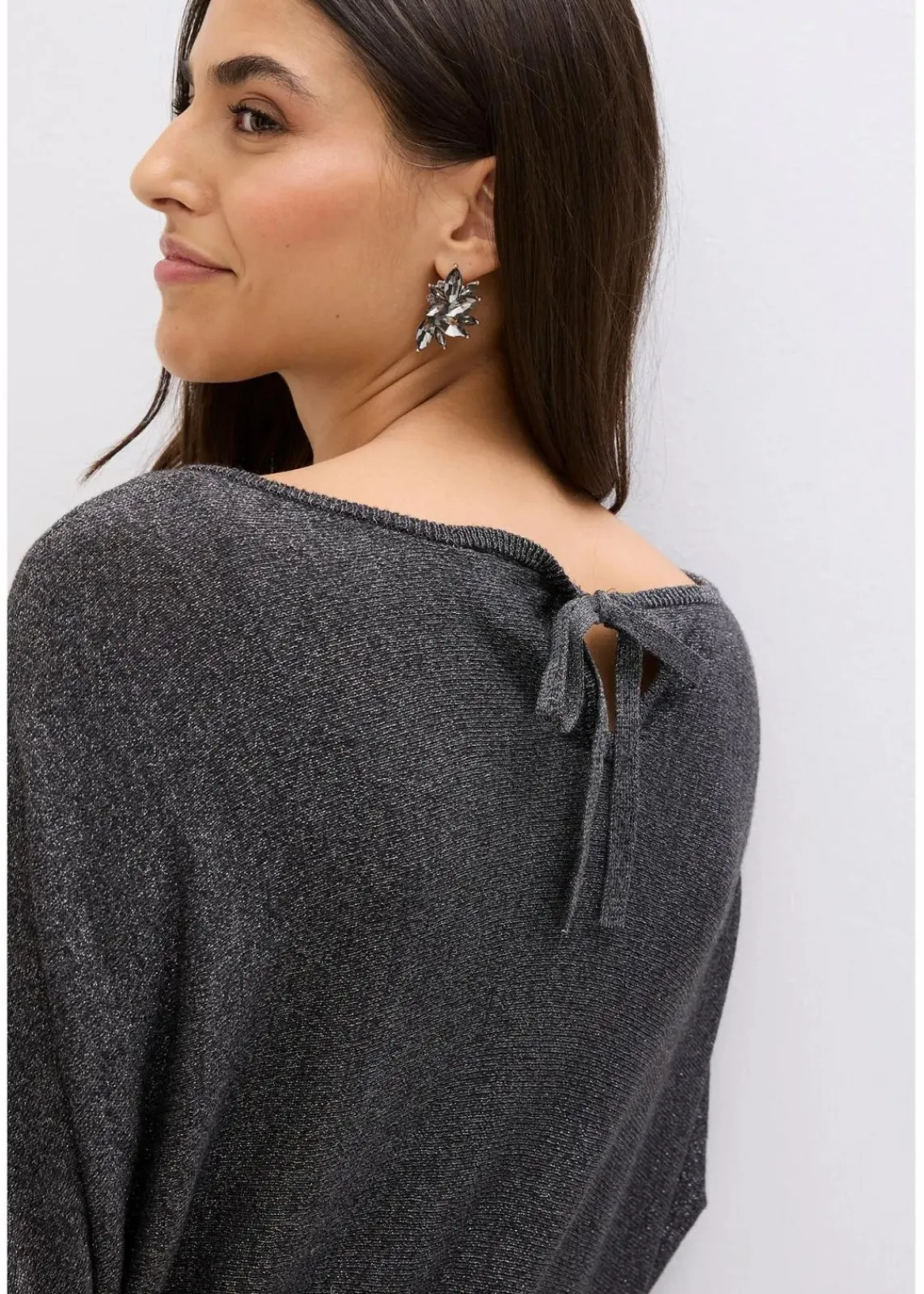 bonprix Bekleidung·Umstandsmode|Strickmode^Strickkleid aus fließendem Viskose-Mix anthrazit meliert