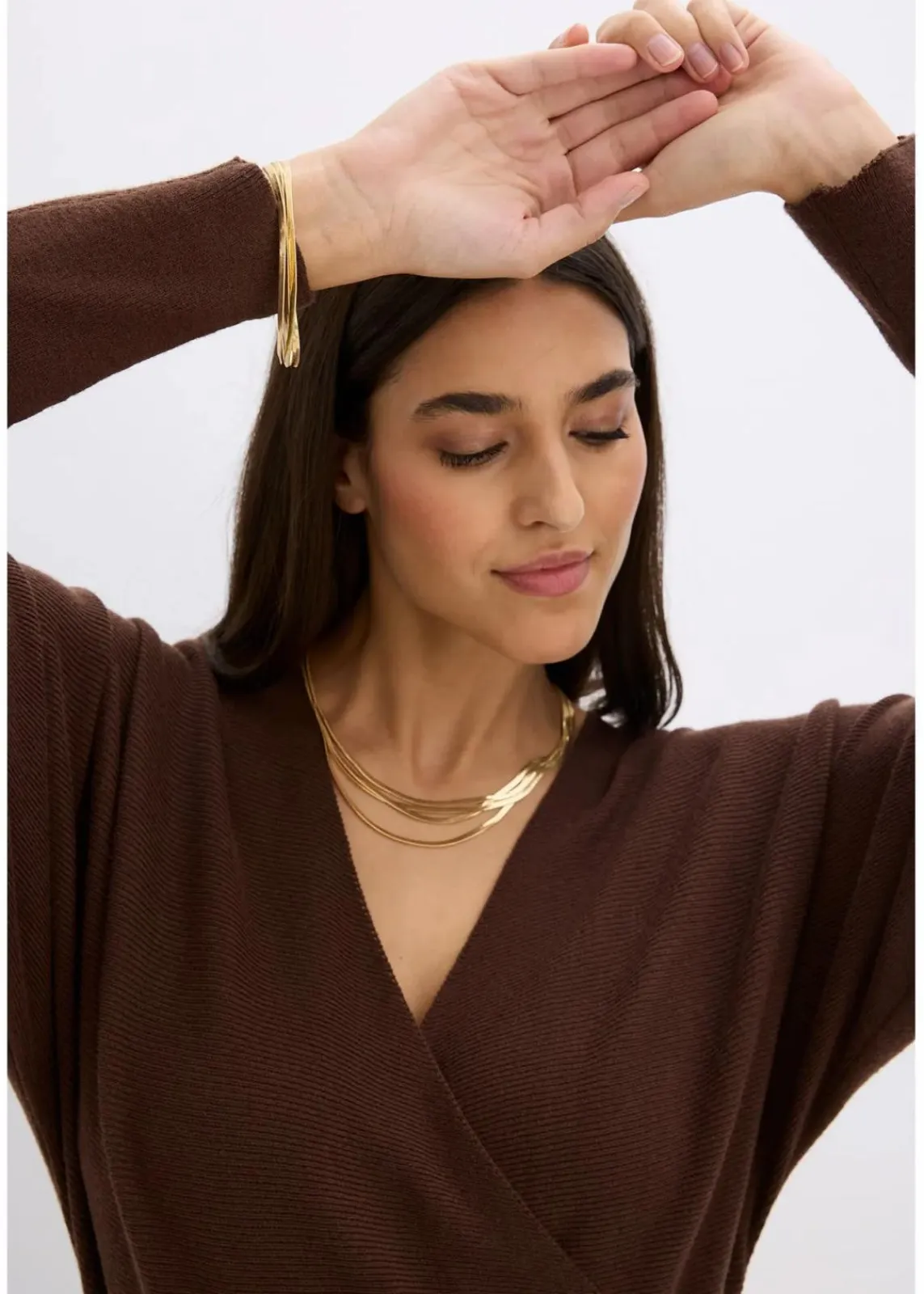 bonprix Bekleidung·Umstandsmode|Bekleidung·Pullover & Strickjacken^Strickkleid aus fließendem Viskose-Mix braun