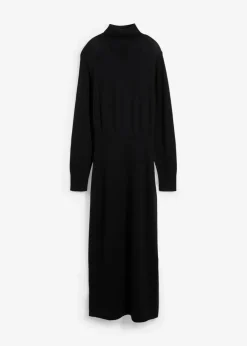 bonprix Kleider|Strickmode^Strickkleid aus Merinowolle schwarz