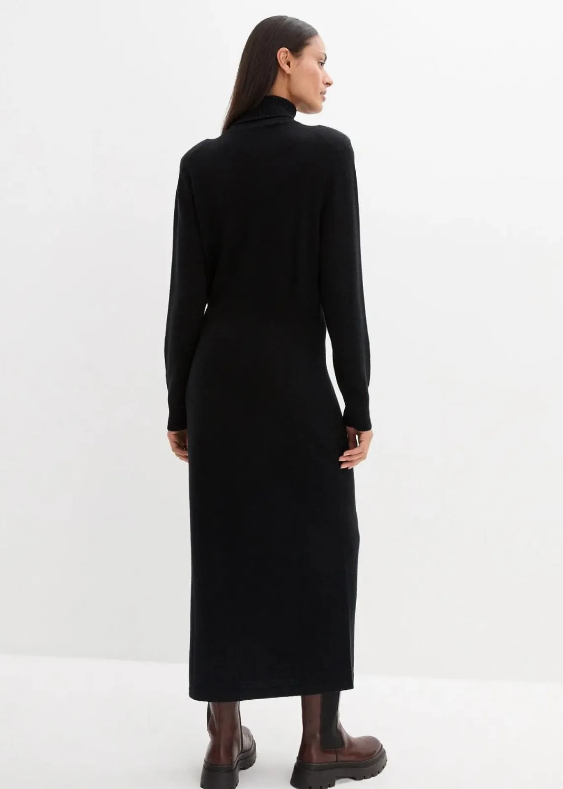 bonprix Kleider|Strickmode^Strickkleid aus Merinowolle schwarz