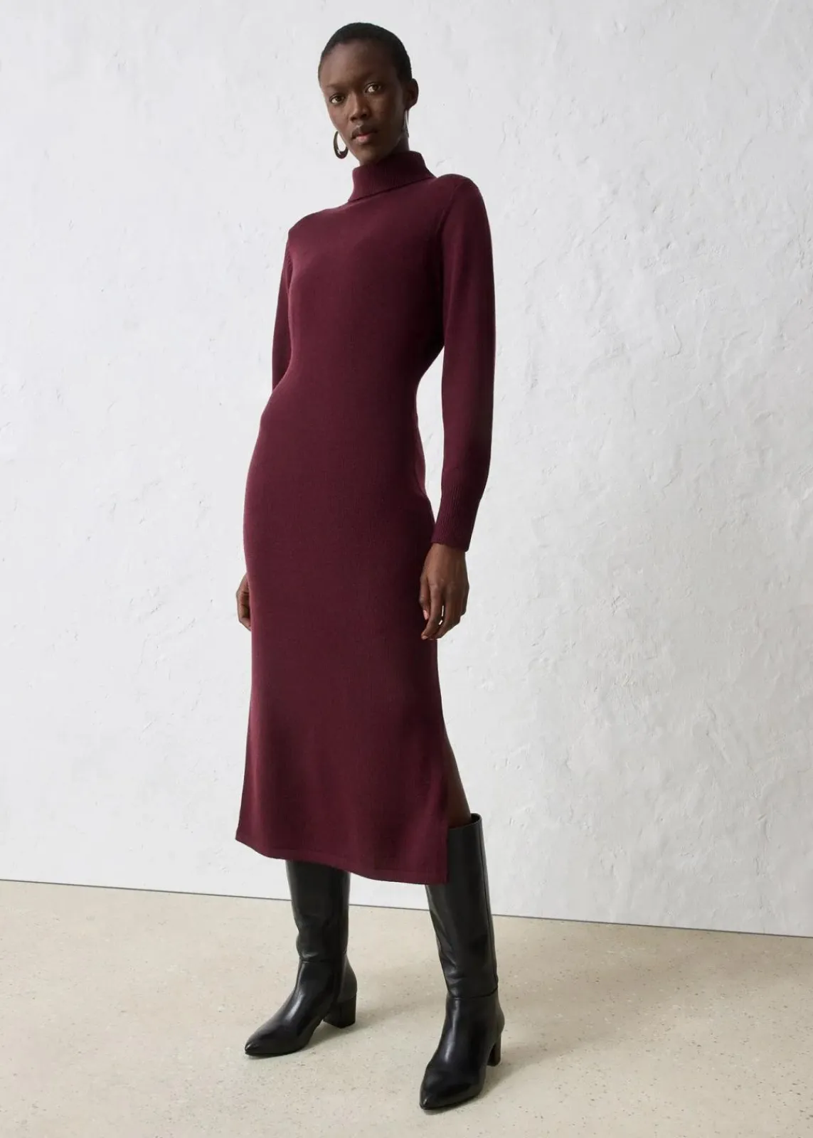 bonprix Bekleidung·Umstandsmode|Bekleidung·Pullover & Strickjacken^Strickkleid aus Merinowolle weinrot