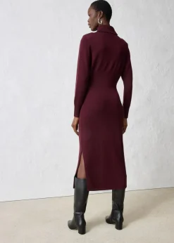 bonprix Bekleidung·Umstandsmode|Bekleidung·Pullover & Strickjacken^Strickkleid aus Merinowolle weinrot