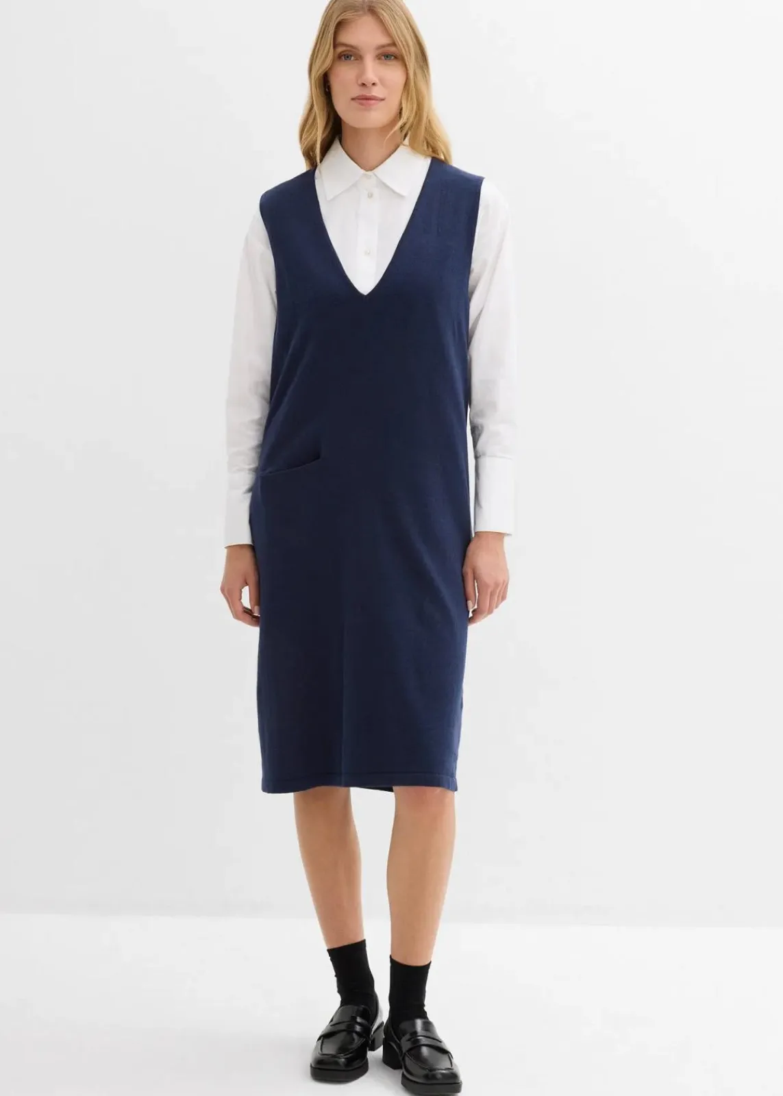 bonprix Bekleidung·Umstandsmode|Strickmode^Strickkleid aus reiner Baumwolle dunkelblau