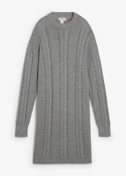 bonprix Bekleidung·Umstandsmode|Strickmode^Strickkleid aus reiner Baumwolle grau meliert