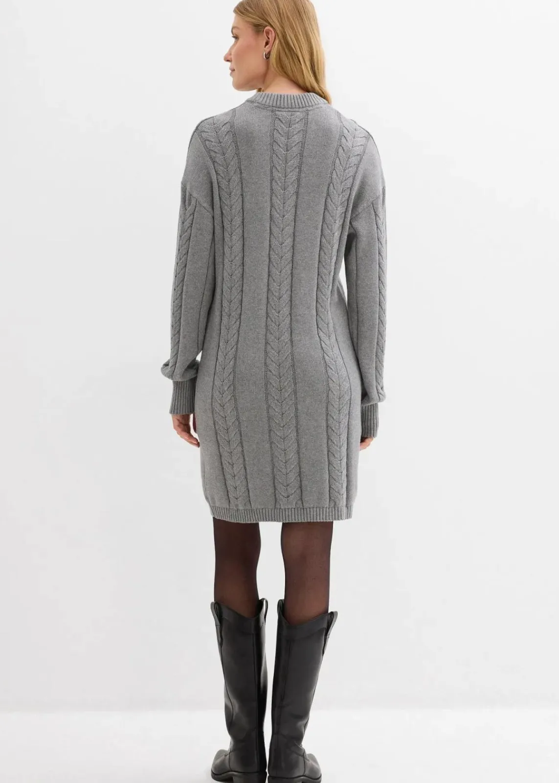 bonprix Bekleidung·Umstandsmode|Strickmode^Strickkleid aus reiner Baumwolle grau meliert